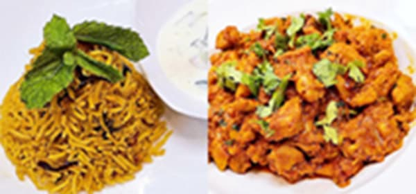 Nasi Biryani with Raita · Masala Chicken · Channa Masala