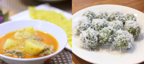 Curry Chicken & Roti Jala & Kueh Ubi Kayu